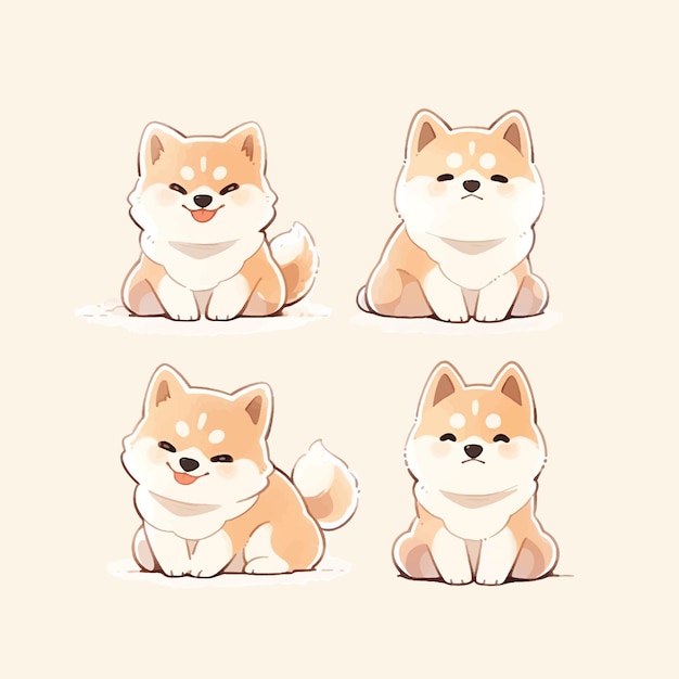 Lindo kawaii shiba inu perro estilo de dibujos animados personaje mascota corgi perro