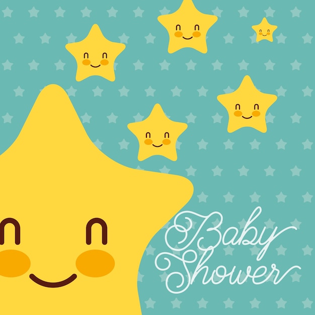 Lindo kawaii stars dots fondo bebé ducha tarjeta