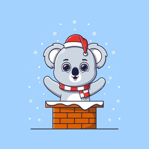 Vector lindo koala en la chimenea