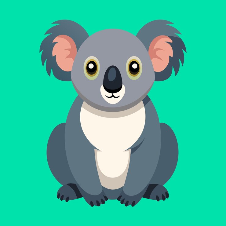 El lindo Koala comiendo hojas de dibujos animados El concepto de icono de la naturaleza animal Estilo de dibujus animados plano aislado