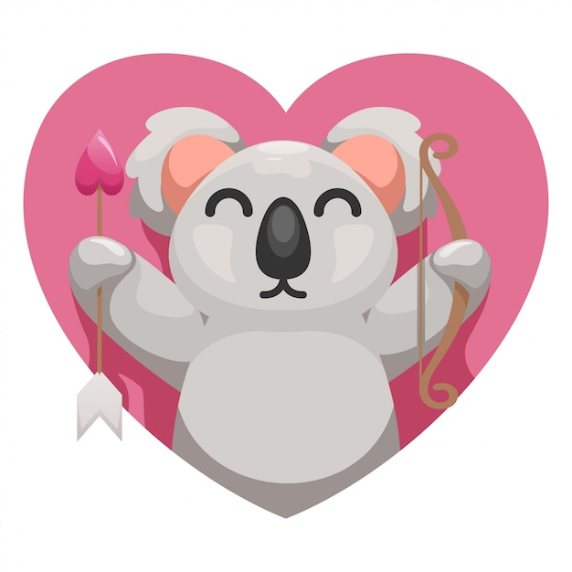 Vector lindo koala con dibujos animados de amor