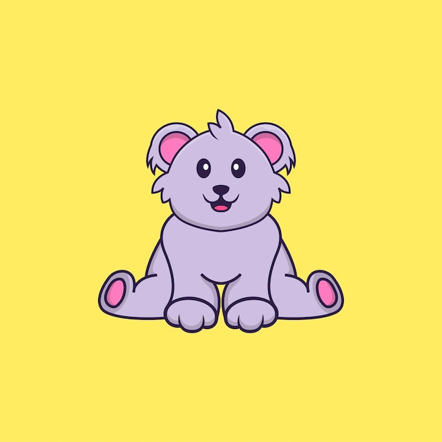 Lindo koala está sentado. Concepto de dibujos animados de animales aislado.