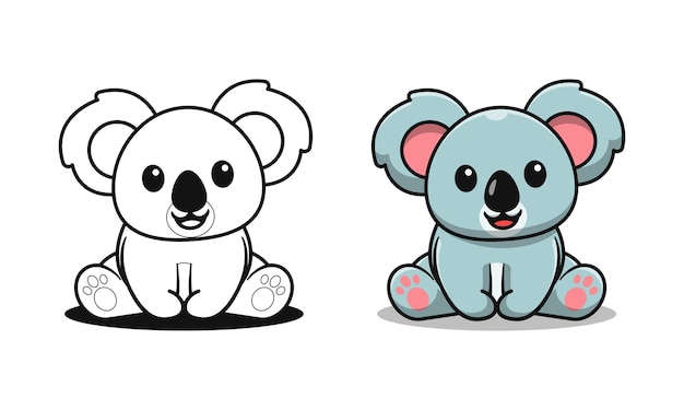 Lindo koala está sentado páginas para colorear de dibujos animados para niños