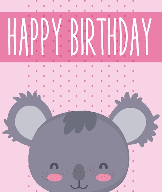 Lindo koala feliz cumpleaños tarjeta linda caricatura