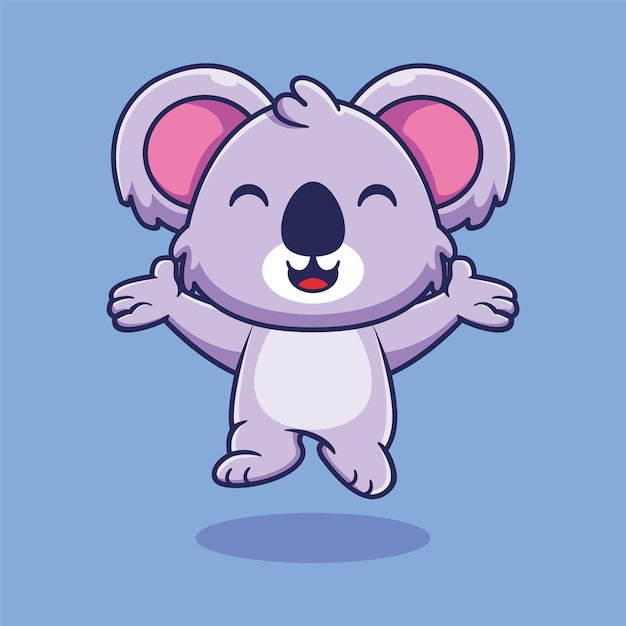 Lindo koala feliz salto dibujos animados vector icono ilustración animal naturaleza icono concepto aislado premium