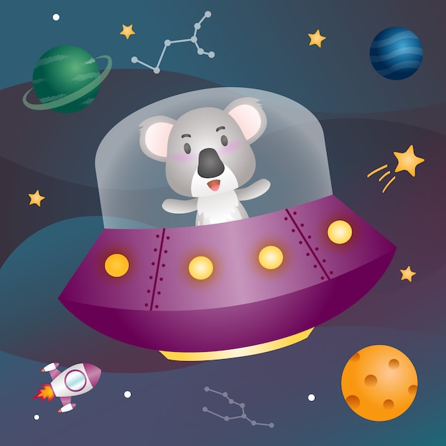 Un lindo koala en la galaxia espacial.