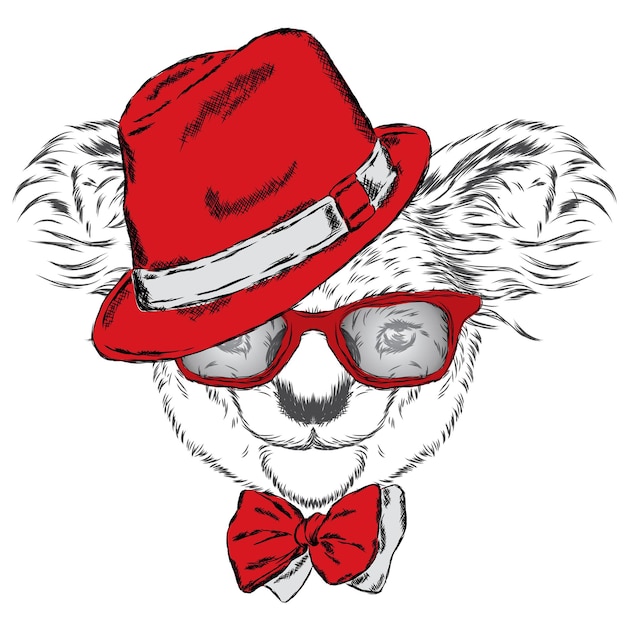 Lindo koala con gorra y corbata australia ilustración vectorial para tarjeta de felicitación