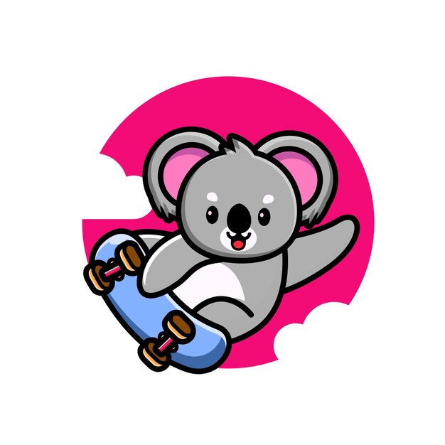 Lindo koala jugando a la patineta