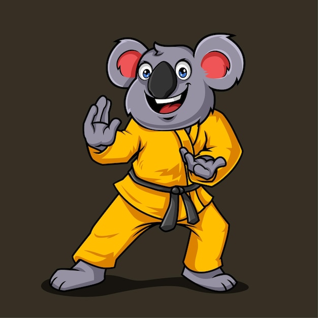 Lindo koala karate mascota vector ilustración