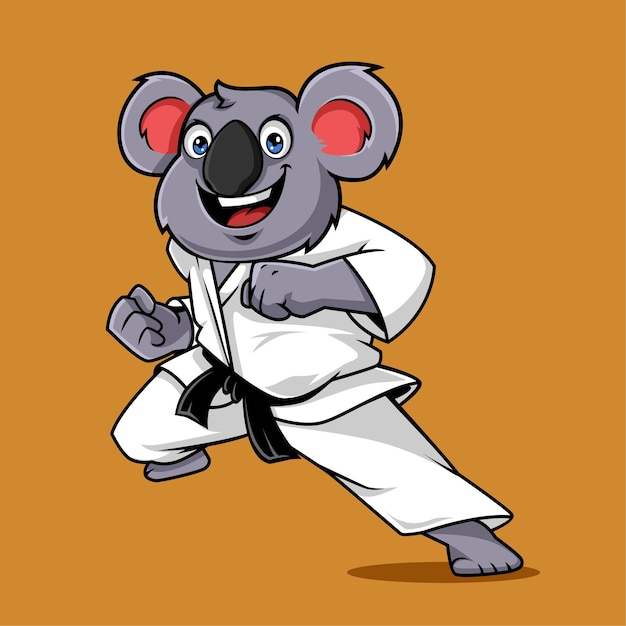 Vector lindo koala karate mascota vector ilustración