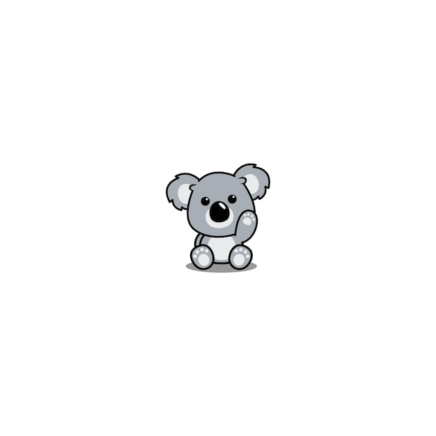 Lindo koala sentado y agitando la ilustración de vector de dibujos animados de pata