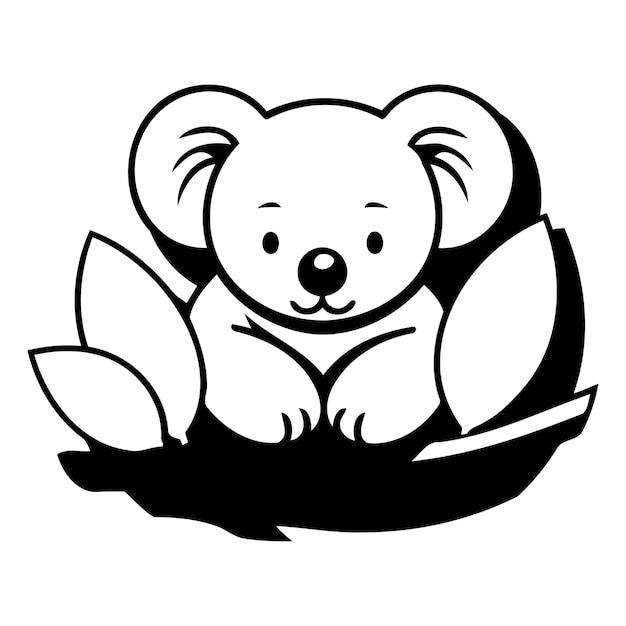 Vector el lindo koala sentado en una rama del árbol ilustración vectorial