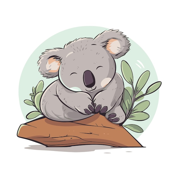 Lindo koala sentado en un tronco Ilustración vectorial de un animal salvaje