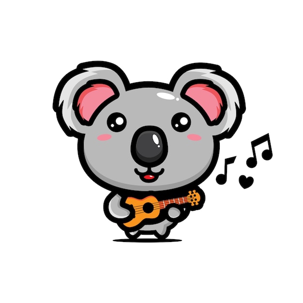 Lindo koala tocando el ukelele