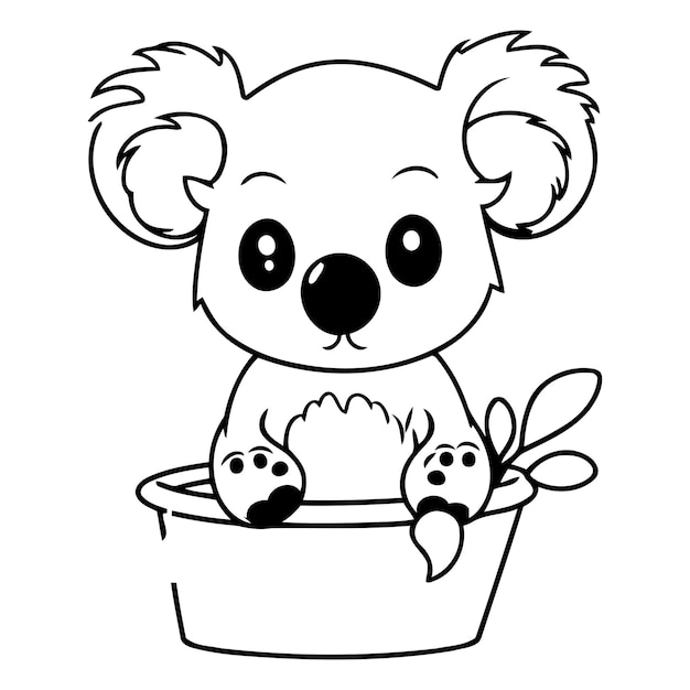 El lindo koala tomando un baño en la bañera Ilustración vectorial