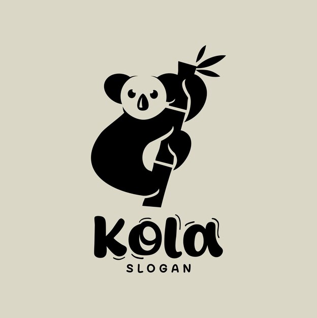 El lindo Koala trepando en el árbol Diseño del logotipo Ilustración vectorial Silueta