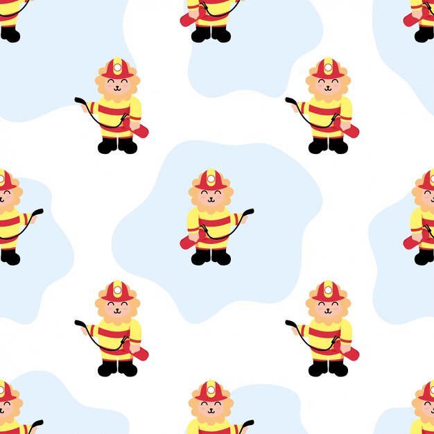 lindo león bombero de patrones sin fisuras
