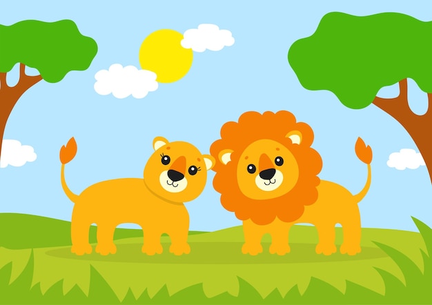 Lindo león y leona Animal salvaje