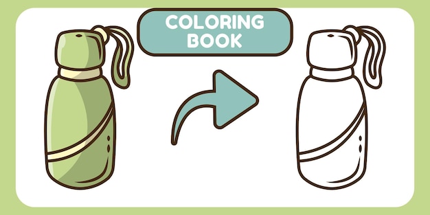 Lindo libro para colorear de doodle de dibujos animados dibujados a mano de botella para niños