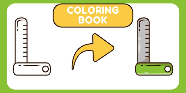 Lindo libro para colorear de doodle de dibujos animados dibujados a mano de gobernante para niños