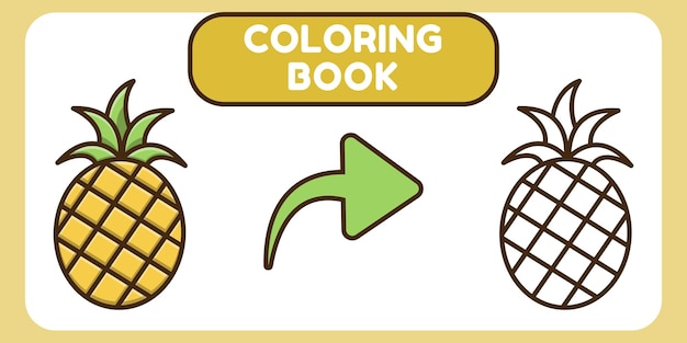 Lindo libro de colorear de doodle de dibujos animados dibujados a mano de piña para niños