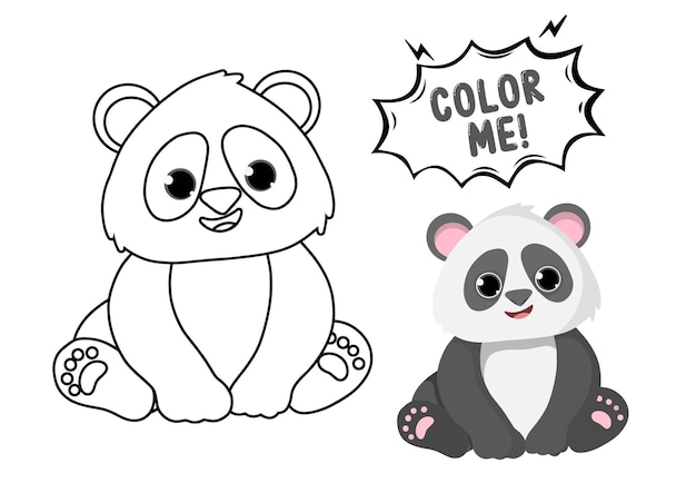 Lindo libro para colorear para niños con ilustración de panda