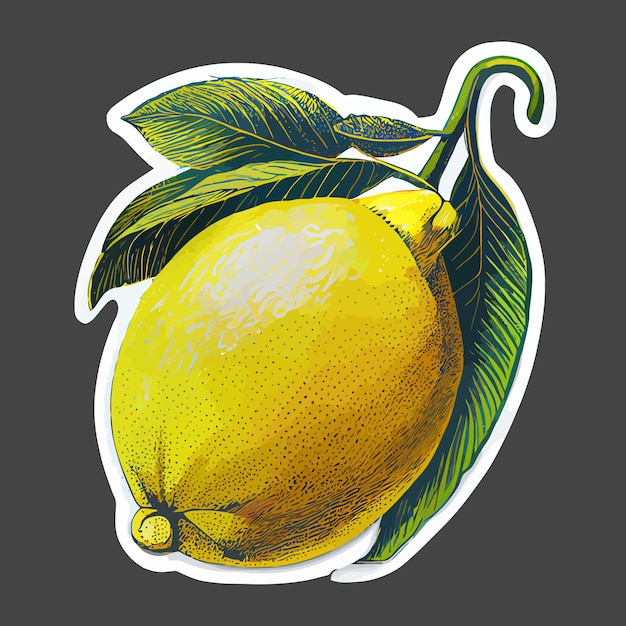 lindo limón fruta pegatina colorido illustrartion cítricos vector diseño