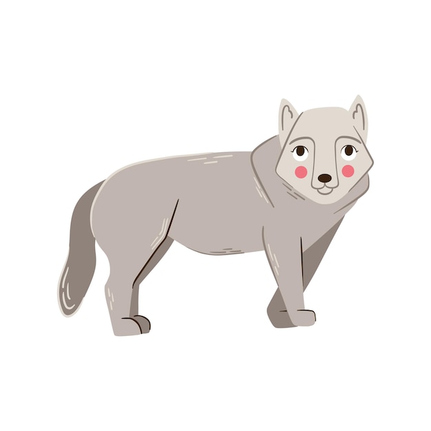 Lindo lobo vector bosque animal ilustración lobo gris dibujado a mano animal salvaje