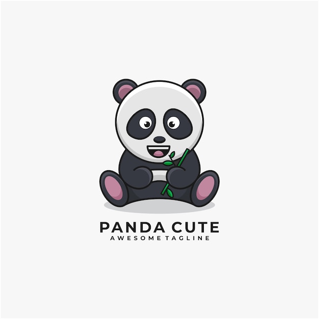 Lindo logo de dibujos animados de panda