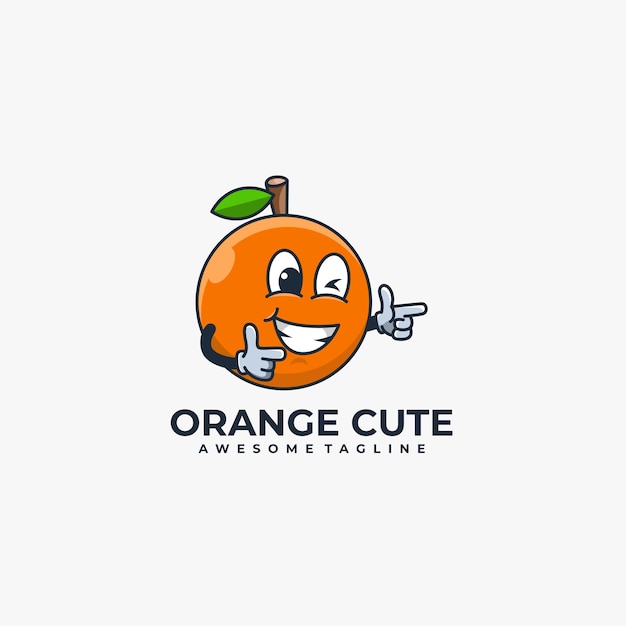 Lindo logo naranja de dibujos animados