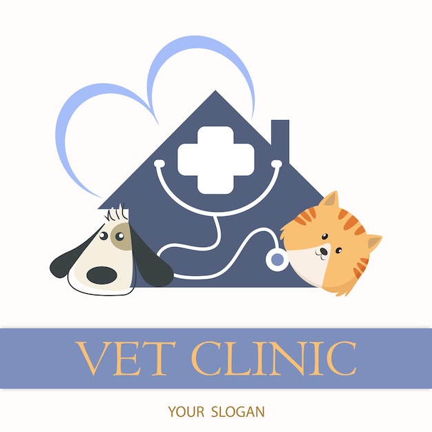 Vector lindo logotipo de clínica veterinaria