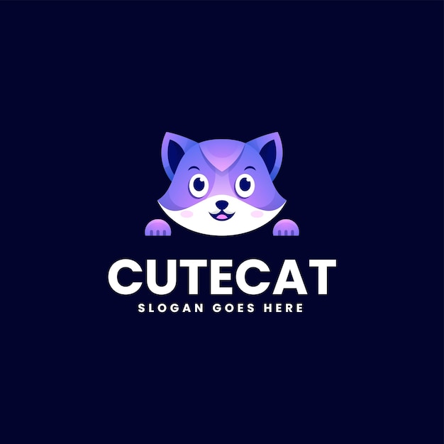 El lindo logotipo de color Gradiente de Gato