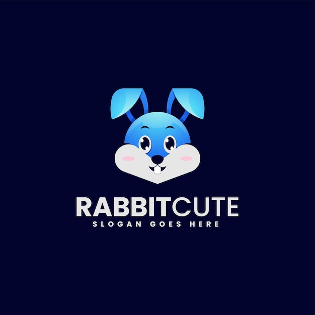 El lindo logotipo de conejo con gradiente de colores