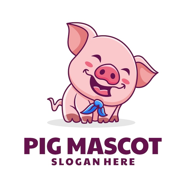 El lindo logotipo de dibujos animados de cerdo