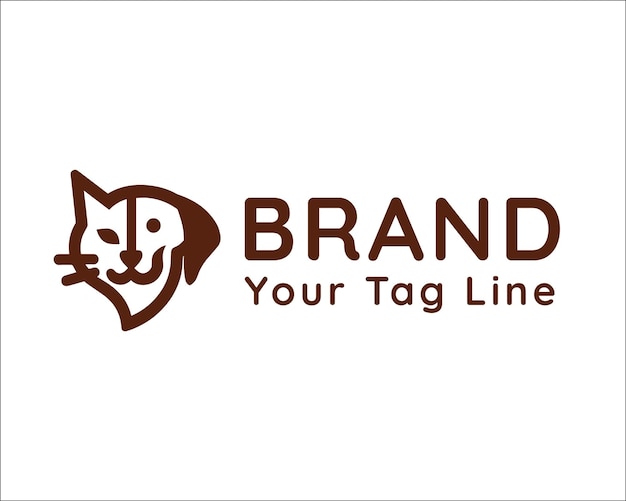El lindo logotipo del gato y el perro