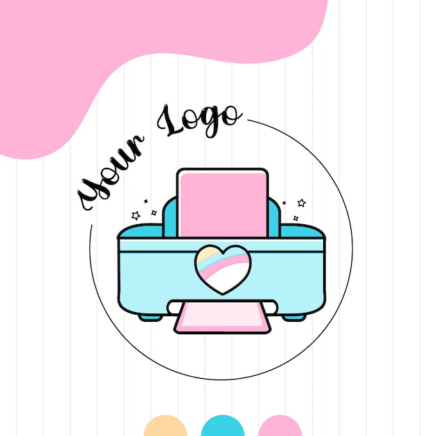 El lindo logotipo de la impresora pastel