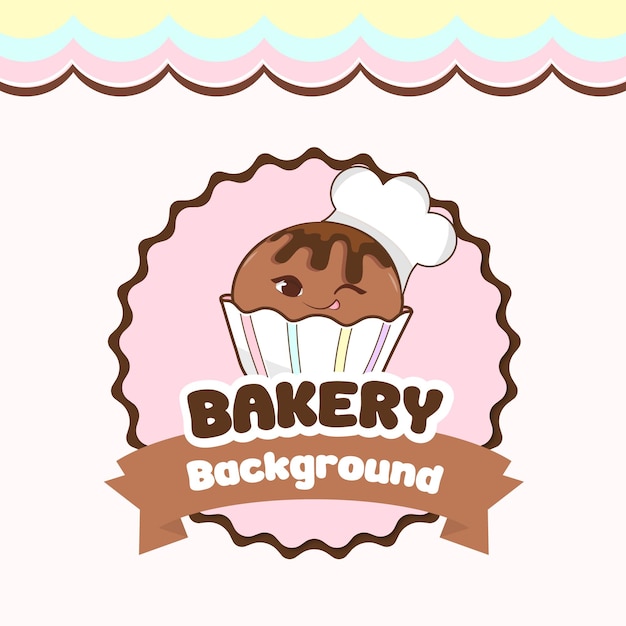 El lindo logotipo de la panadería Cupcake Vector