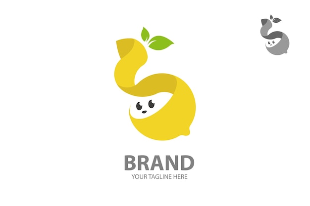 Lindo logotipo de personaje de limón formado por cinta en bucle. Perfecto para bares de jugos y cafeterías de salud.