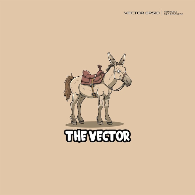 El lindo logotipo vectorial del burro es un personaje de dibujos animados eps10