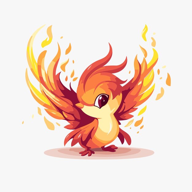 Vector lindo loro de dibujos animados en el fuego ilustración vectorial sobre fondo blanco