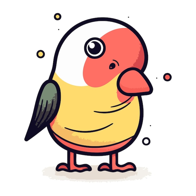 Lindo loro de dibujos animados Ilustración vectorial aislada en fondo blanco