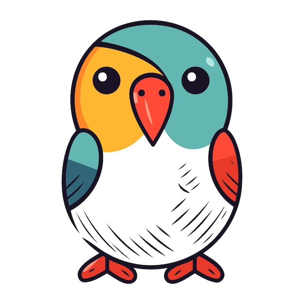 Lindo loro de dibujos animados Ilustración vectorial aislada en fondo blanco