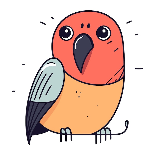 Lindo loro de dibujos animados Ilustración vectorial en estilo doodle