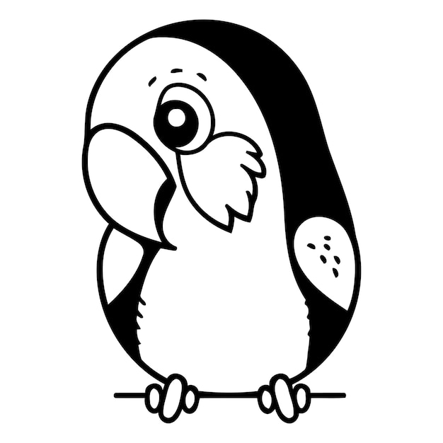 Lindo loro Ilustración vectorial en estilo de dibujos animados Isolado en fondo blanco