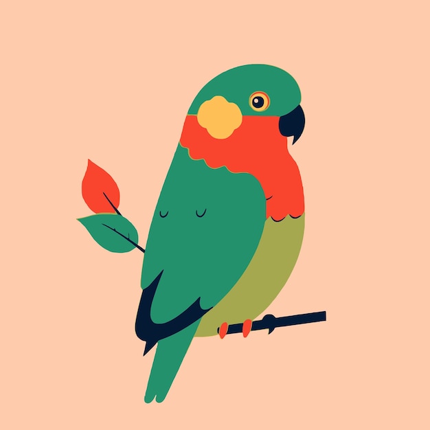 Lindo loro mascota vector estilo de dibujos animados