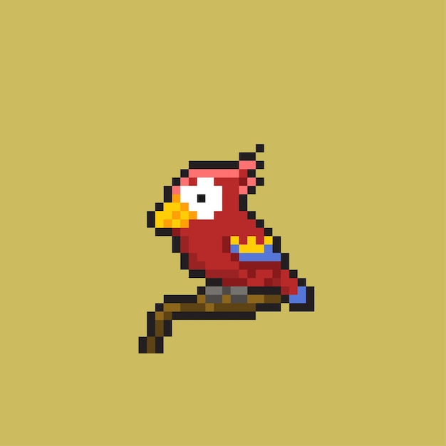 lindo loro rojo en estilo pixel art