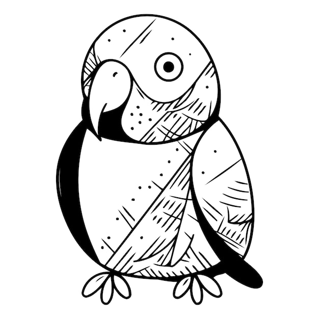 Lindo loro sobre un fondo blanco Ilustración vectorial en estilo de dibujos animados