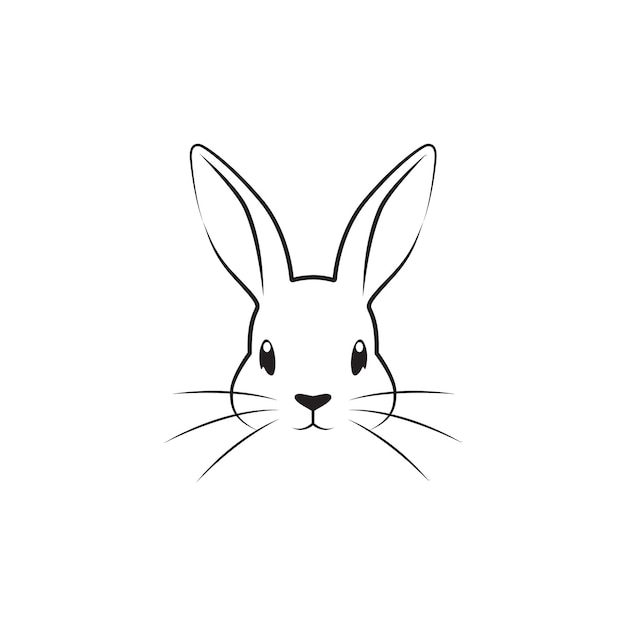 Lindo y lúdico dibujo de cara de conejo de dibujos animados para las celebraciones de Pascua y Primavera en estilo minimalista