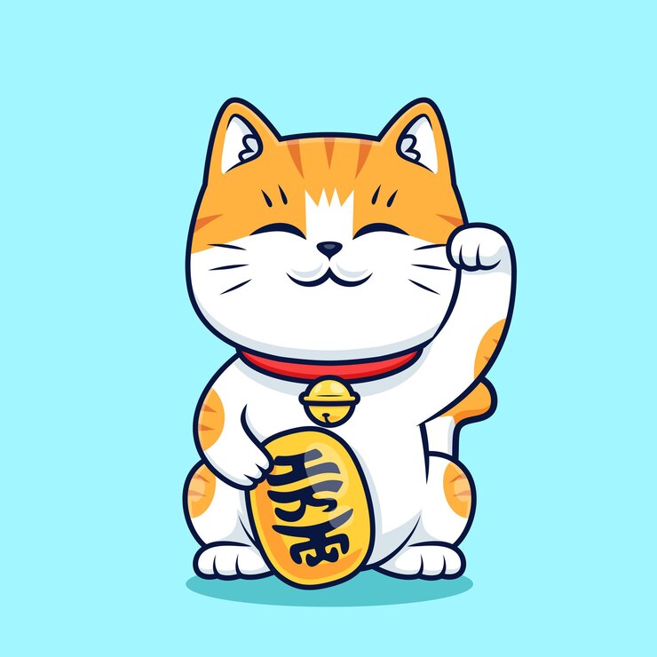 Vector lindo manekineko gato afortunado dibujos animados aislado vector diseño ilustración