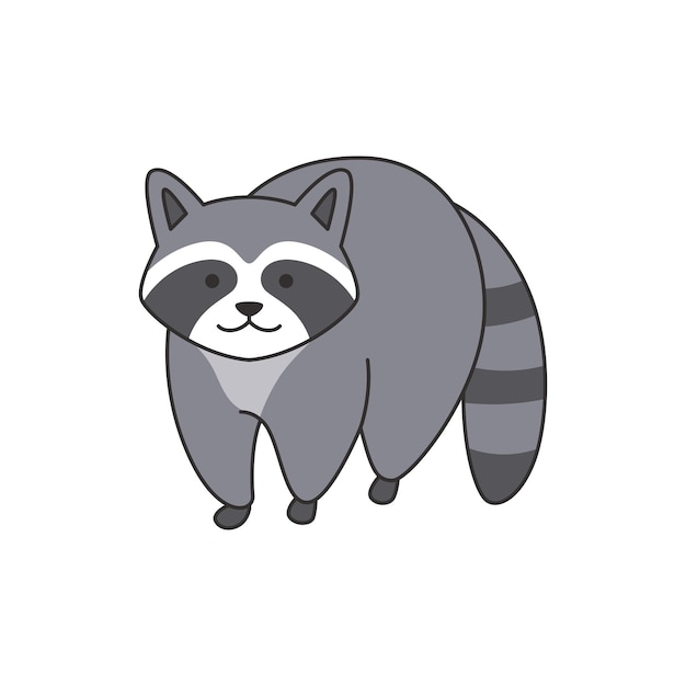 Lindo mapache aislado sobre fondo blanco Vector ilustración de dibujos animados